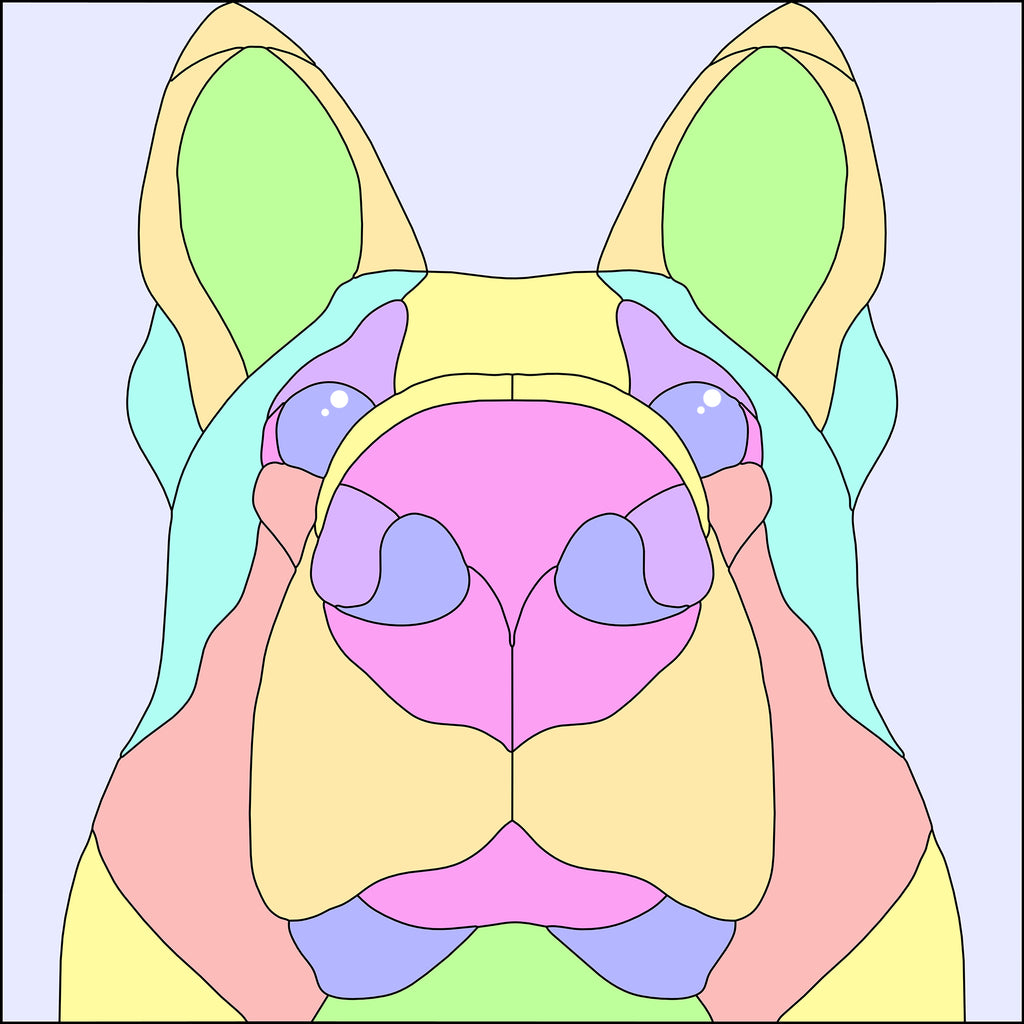 GERMAN SHEPHERD NOSE BOOP SERIES Stained Glass Pattern / 15" x 15" Digital Download PDF PNG JPG SVG / Beginner to Intermediate / Hobby & Commercial License / Very Sherry Glass