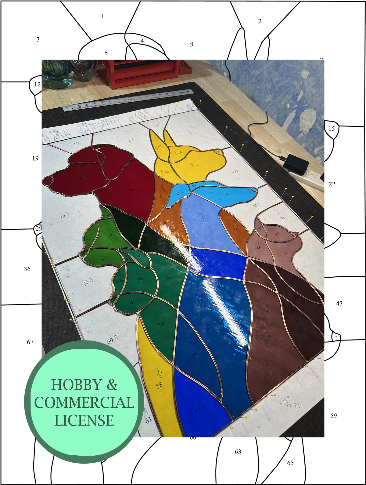 PRISMATIC PACK Stained Glass Pattern / 24” x 31” Digital Download PDF PNG JPG Tile / Beginner to Intermediate / Hobby & Commercial License / Very Sherry Glass